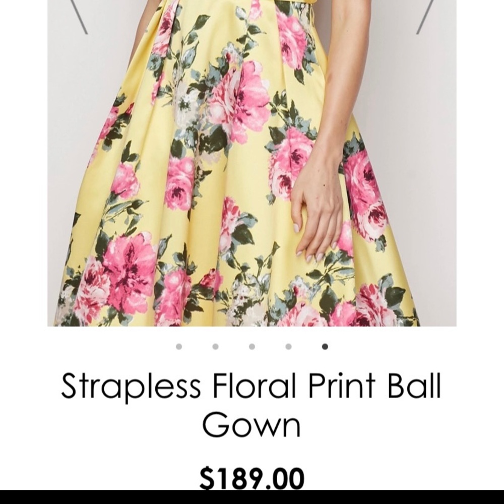 Strapless Floral Print Ball Gown - Picture 3 of 3